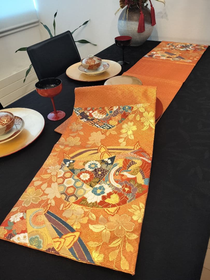 A921★逸品‼️ 豪華刺繍‼️ひな祭り‼️袋帯正絹テーブルランナー2m15cm