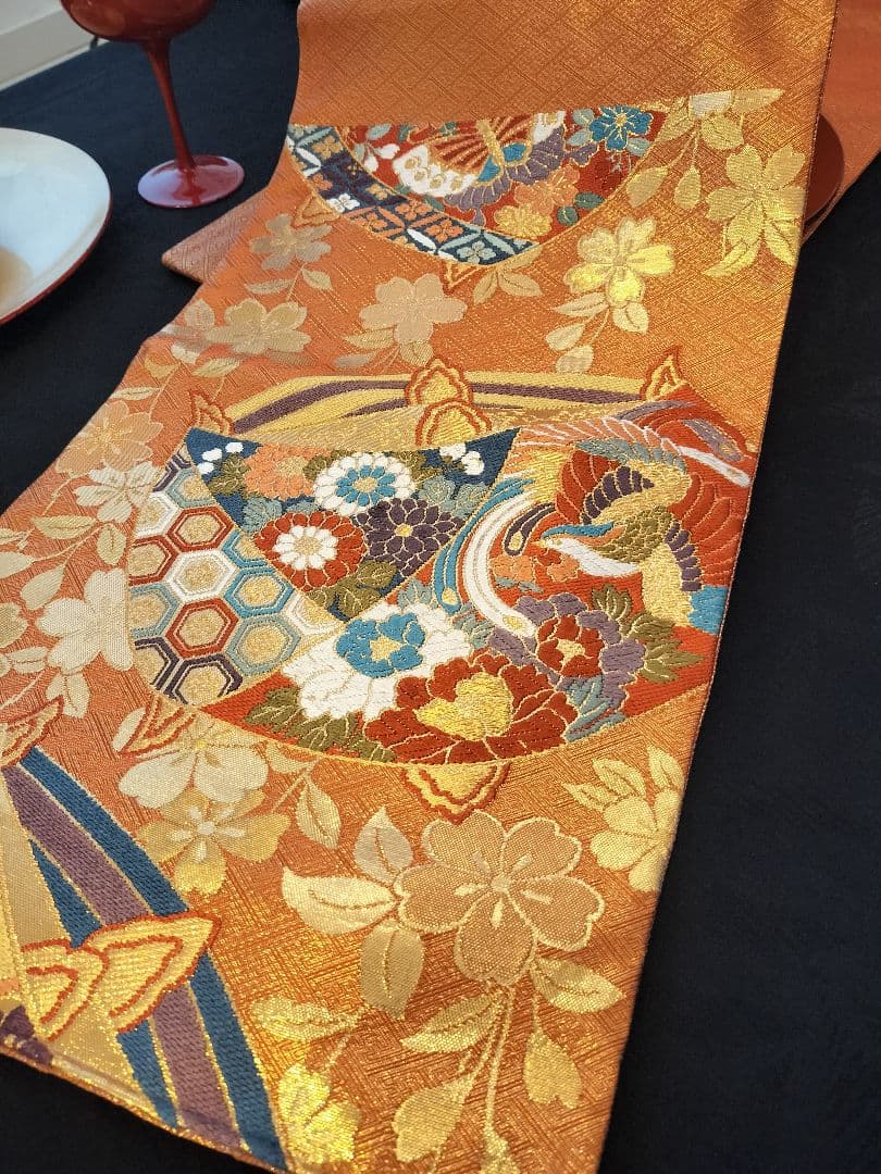 A921★逸品‼️ 豪華刺繍‼️ひな祭り‼️袋帯正絹テーブルランナー2m15cm