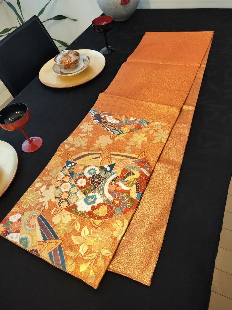 A921★逸品‼️ 豪華刺繍‼️ひな祭り‼️袋帯正絹テーブルランナー2m15cm