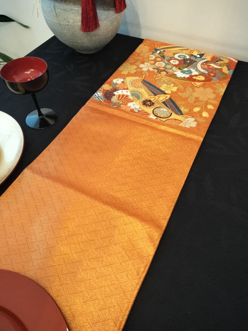 A921★逸品‼️ 豪華刺繍‼️ひな祭り‼️袋帯正絹テーブルランナー2m15cm