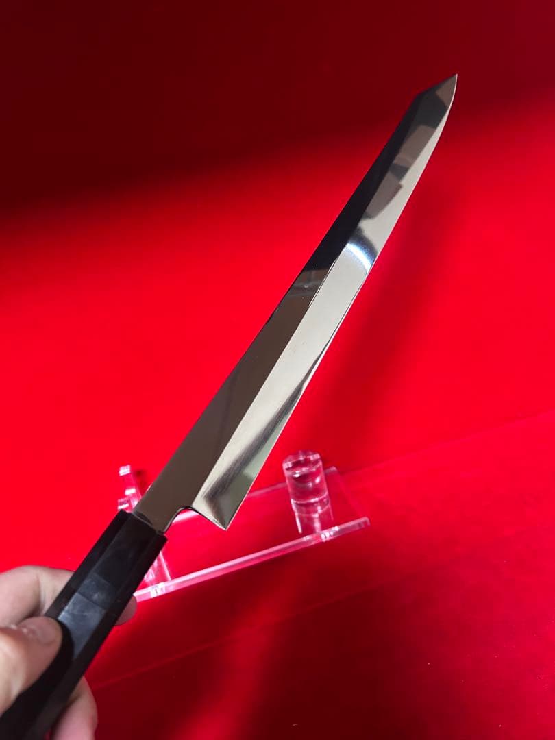 包丁　剣型切付　尺　鬼反り　鏡面仕上げ　切味抜群　箱付　未使用品