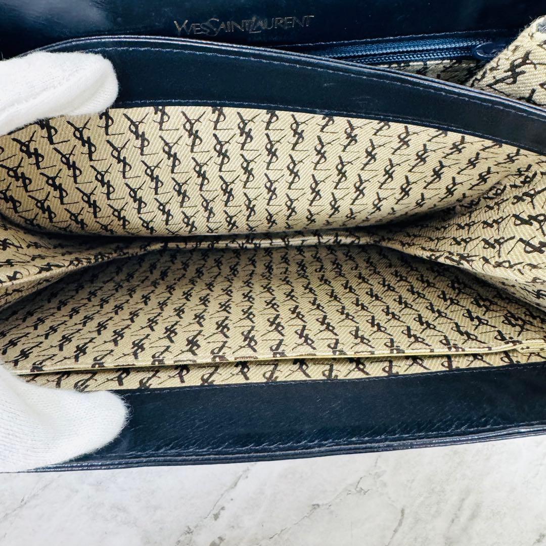 ✨YVES SAINT LAURENT✨レザー✨ネイビー✨ショルダーバッグ✨