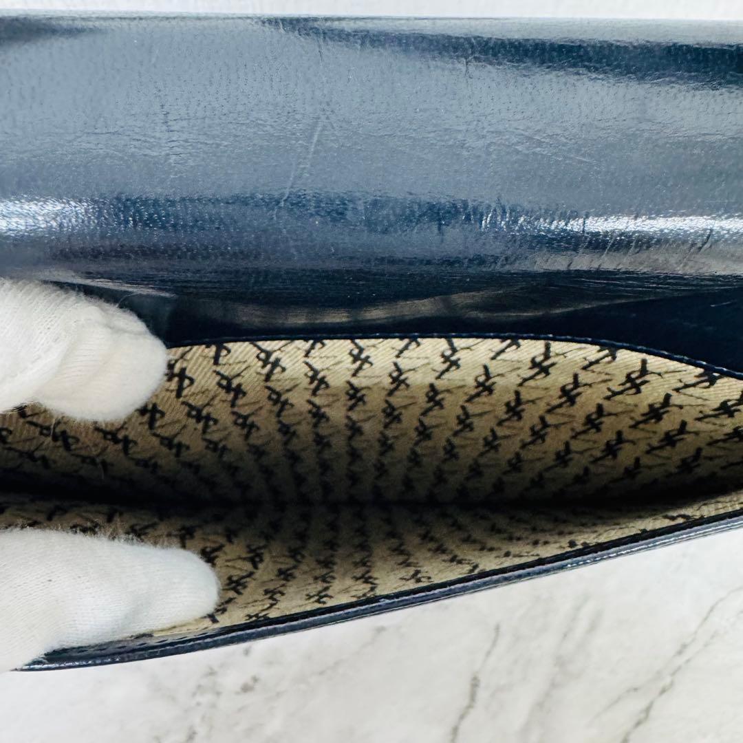 ✨YVES SAINT LAURENT✨レザー✨ネイビー✨ショルダーバッグ✨