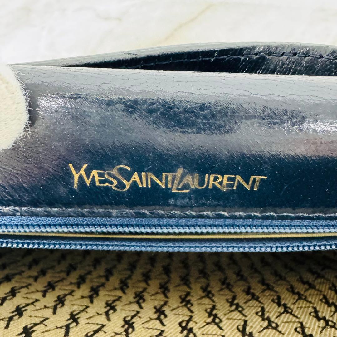 ✨YVES SAINT LAURENT✨レザー✨ネイビー✨ショルダーバッグ✨