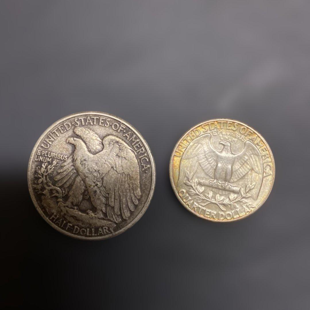 アメリカ合衆国　銀貨1944年ウォーキングリバティ　1952年クォーターダラー