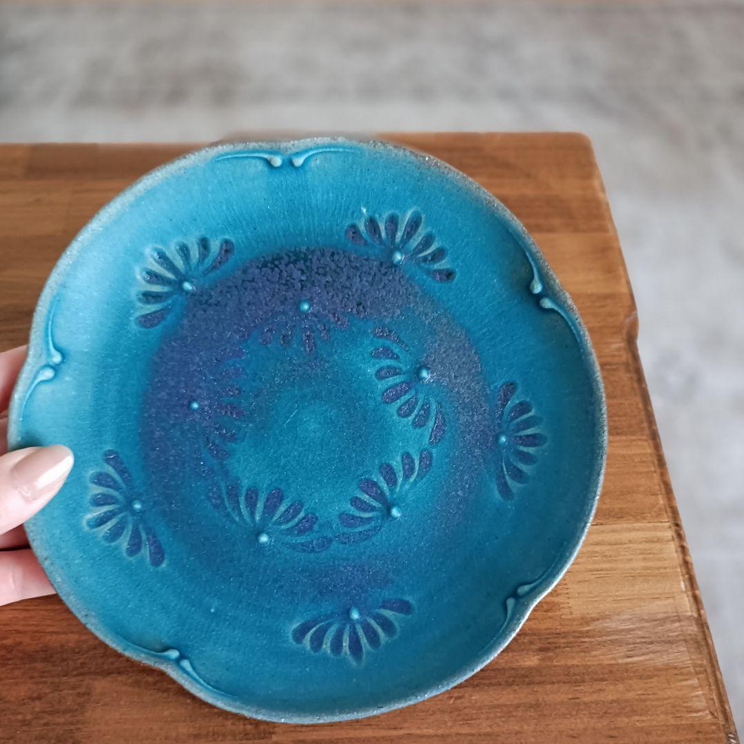 やちむん 沖縄 プレート ターコイズブルー やちむんの里 皿 器
