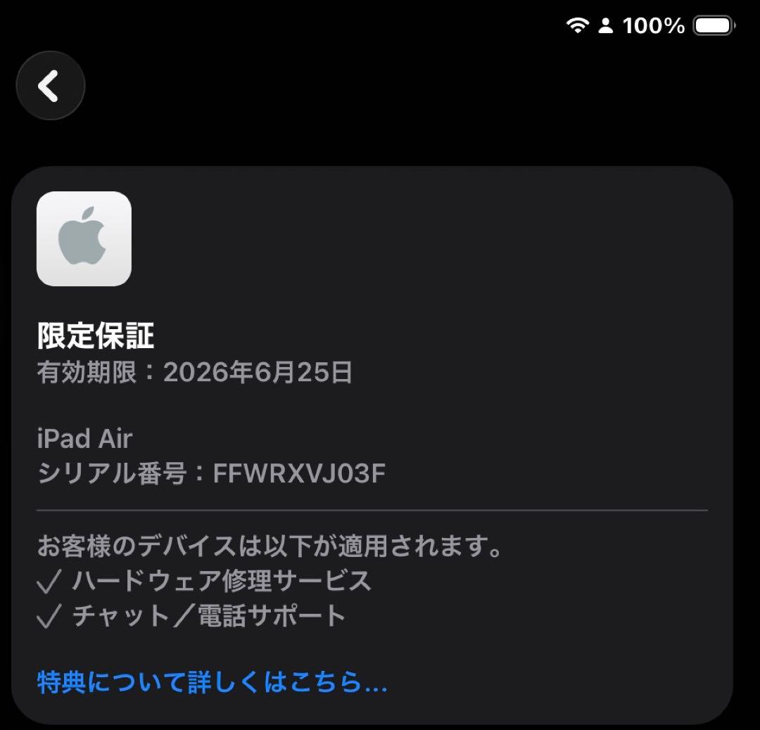 【保証2026/6/25まで】iPad Air 11インチ(M2) 256GB