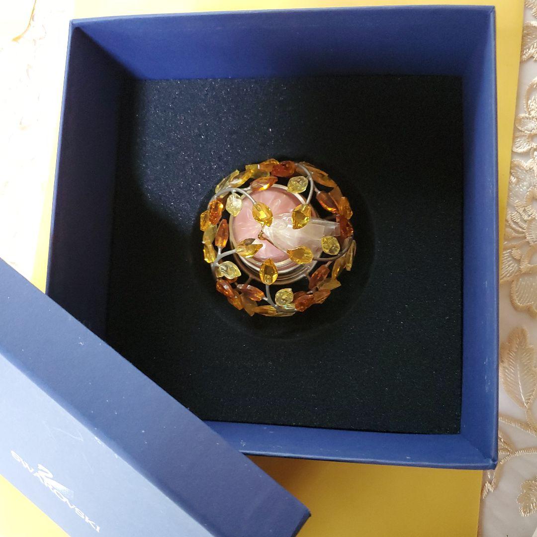 スワロフスキー カラフル葉デザインキャンドルホルダー