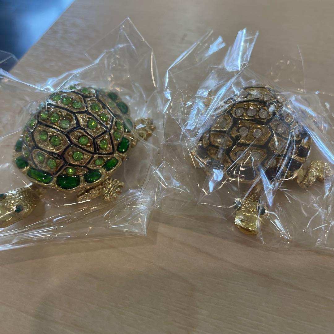 金属製亀の置物2個セット