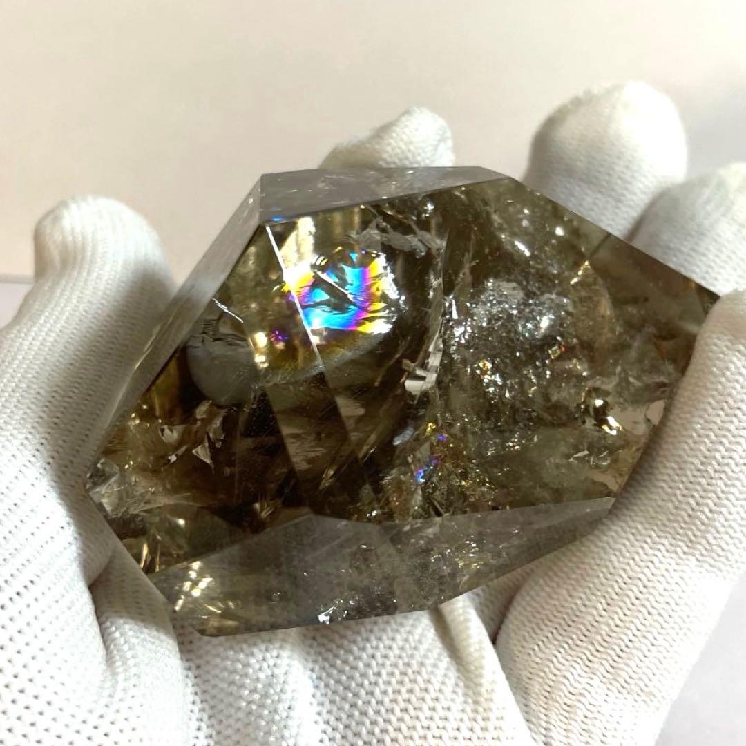 天然石　【高品質】　スモーキークオーツ　虹入り　フリーフォーム
