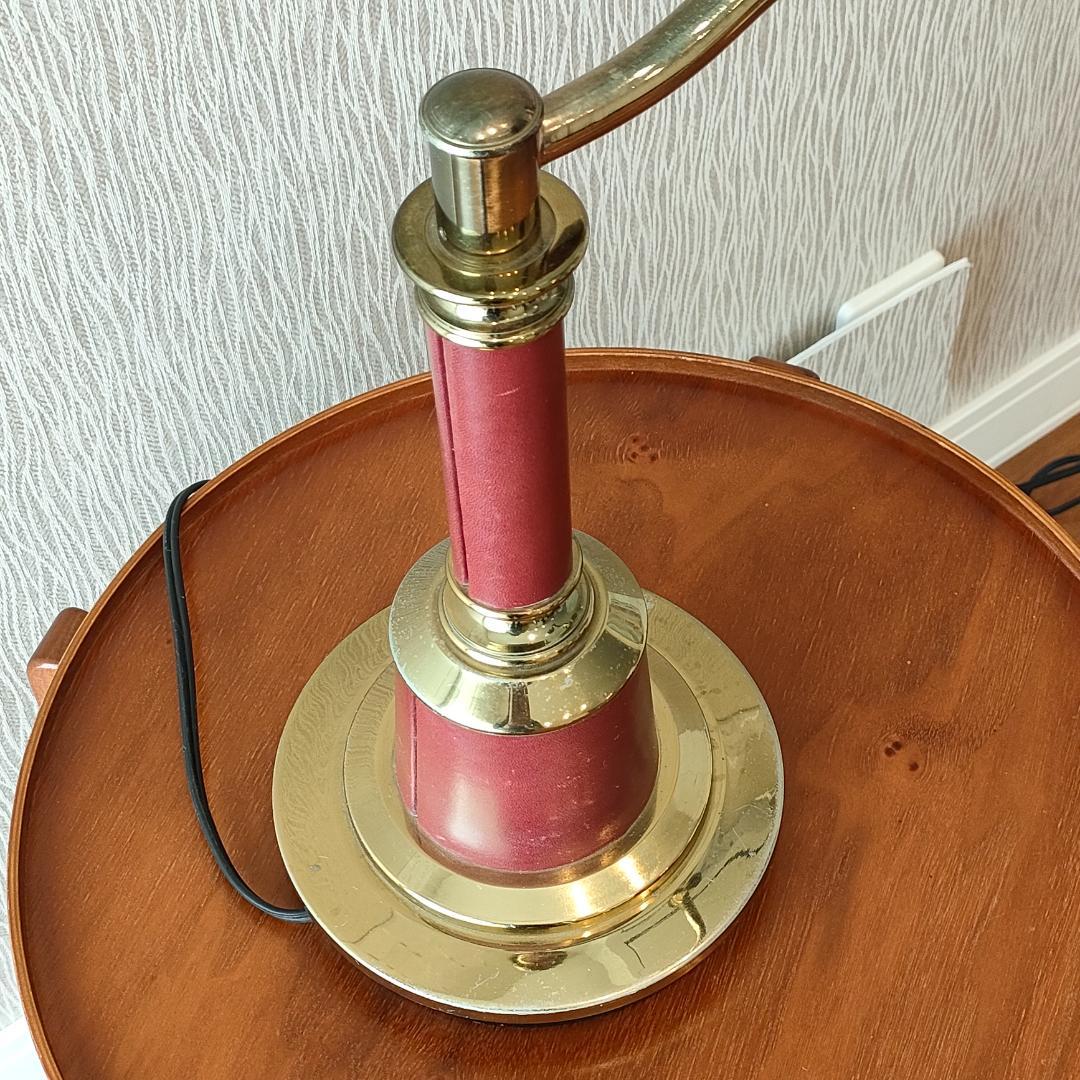 池田製作所　テーブルランプ　支柱レザー張り　 スイングアーム