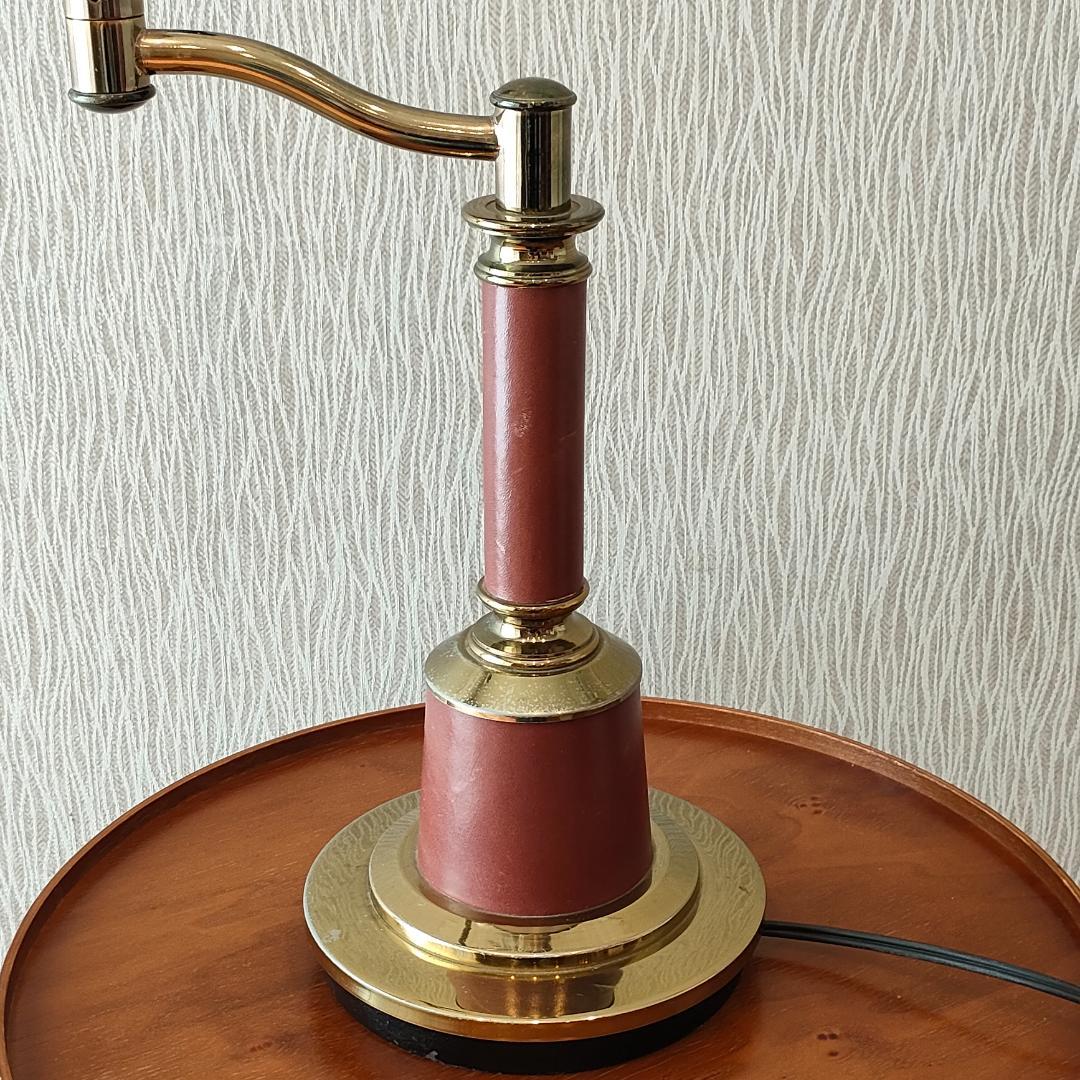 池田製作所　テーブルランプ　支柱レザー張り　 スイングアーム