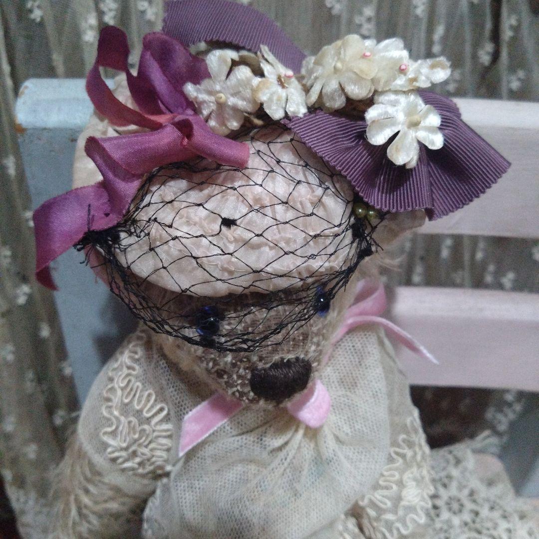 ‼️SALE‼️→9800円‼️アンティークベア、ボネ、ドレスのセット30センチ