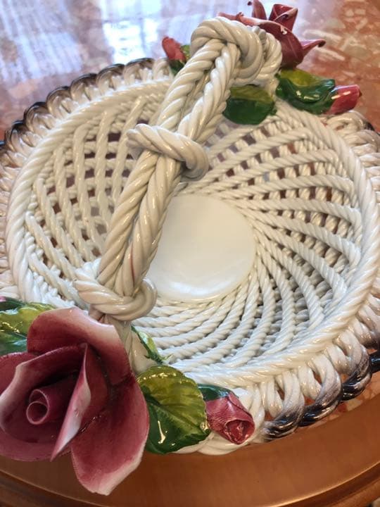 新品未使用JOB ITALY製　陶器　薔薇バスケット