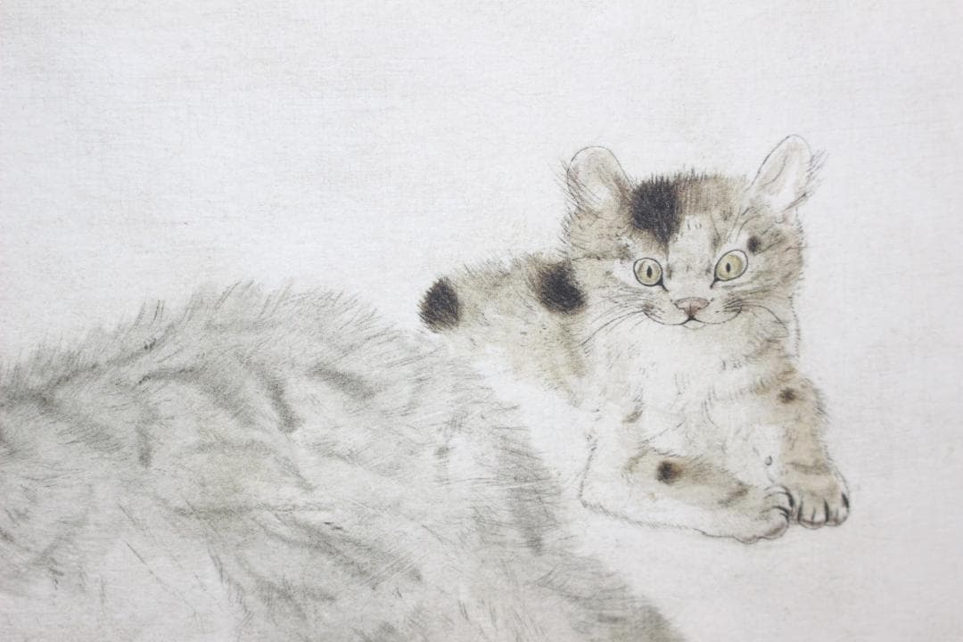 藤田嗣治 エスタンプリトグラフ「三匹の猫」 100部限定 14/100