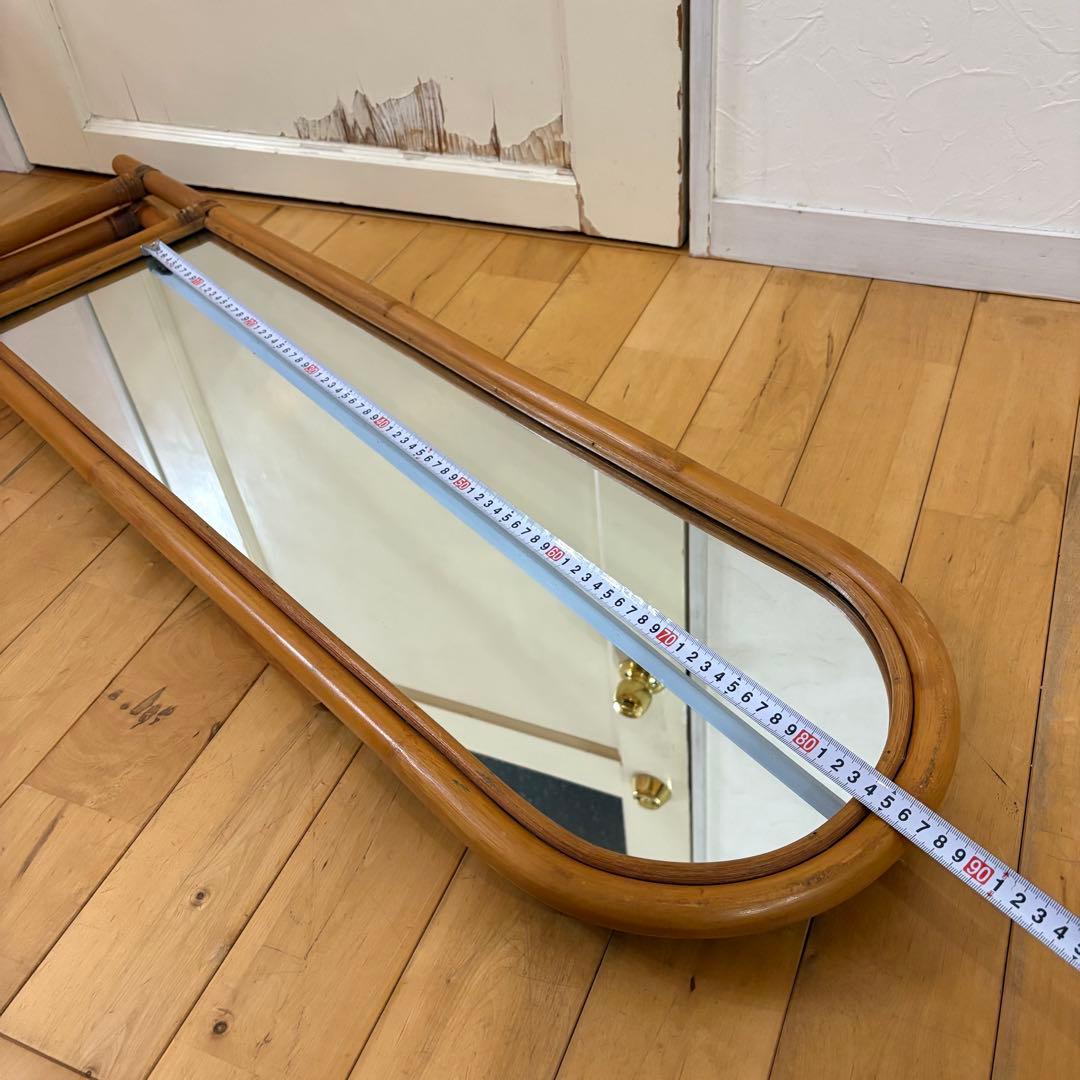 ☆アンティーク☆ビンテージ　ラタン　姿見　110cm 籐　鏡　ミラー