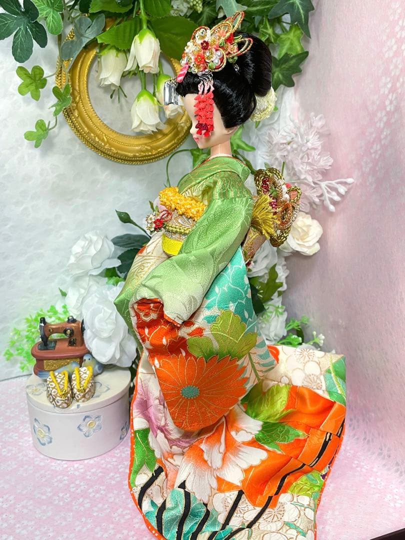 ユリーシア　日本髪風本体と 着物 セット　☆リユース　ジェニー　リカちゃん　手芸