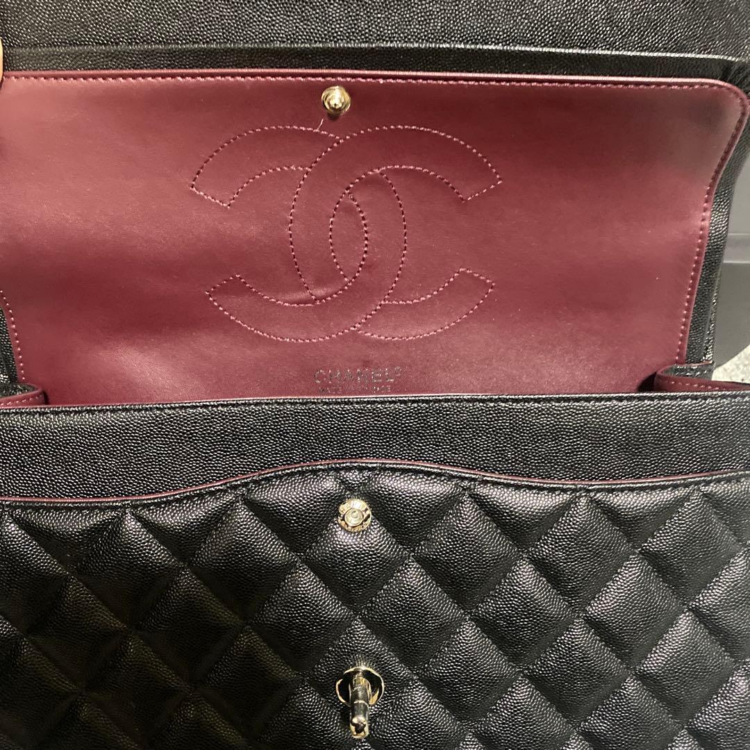 CHANEL ブラック ダブルチェーン　フラップバッグ