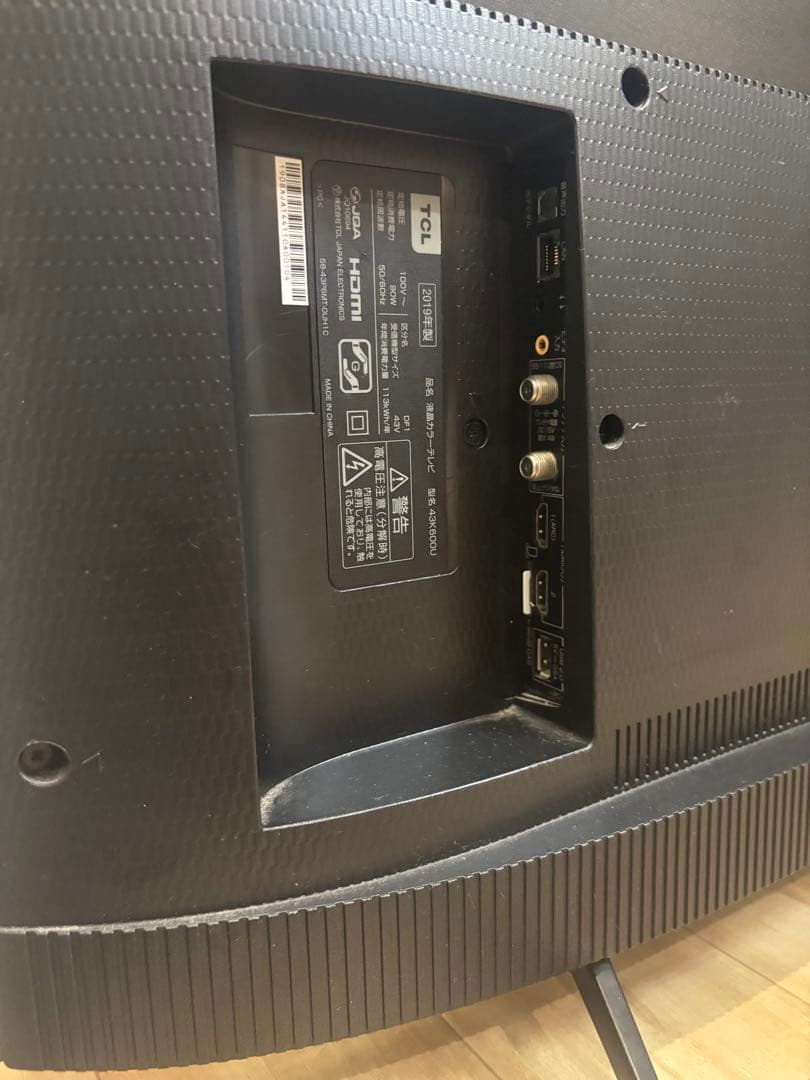 4K液晶テレビ 43V型 TCL 43K600U 43インチ 2019年製