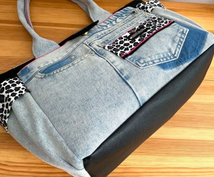うさたん大きめデニムリメイクバッグ（LL）No.869☆トートバッグ