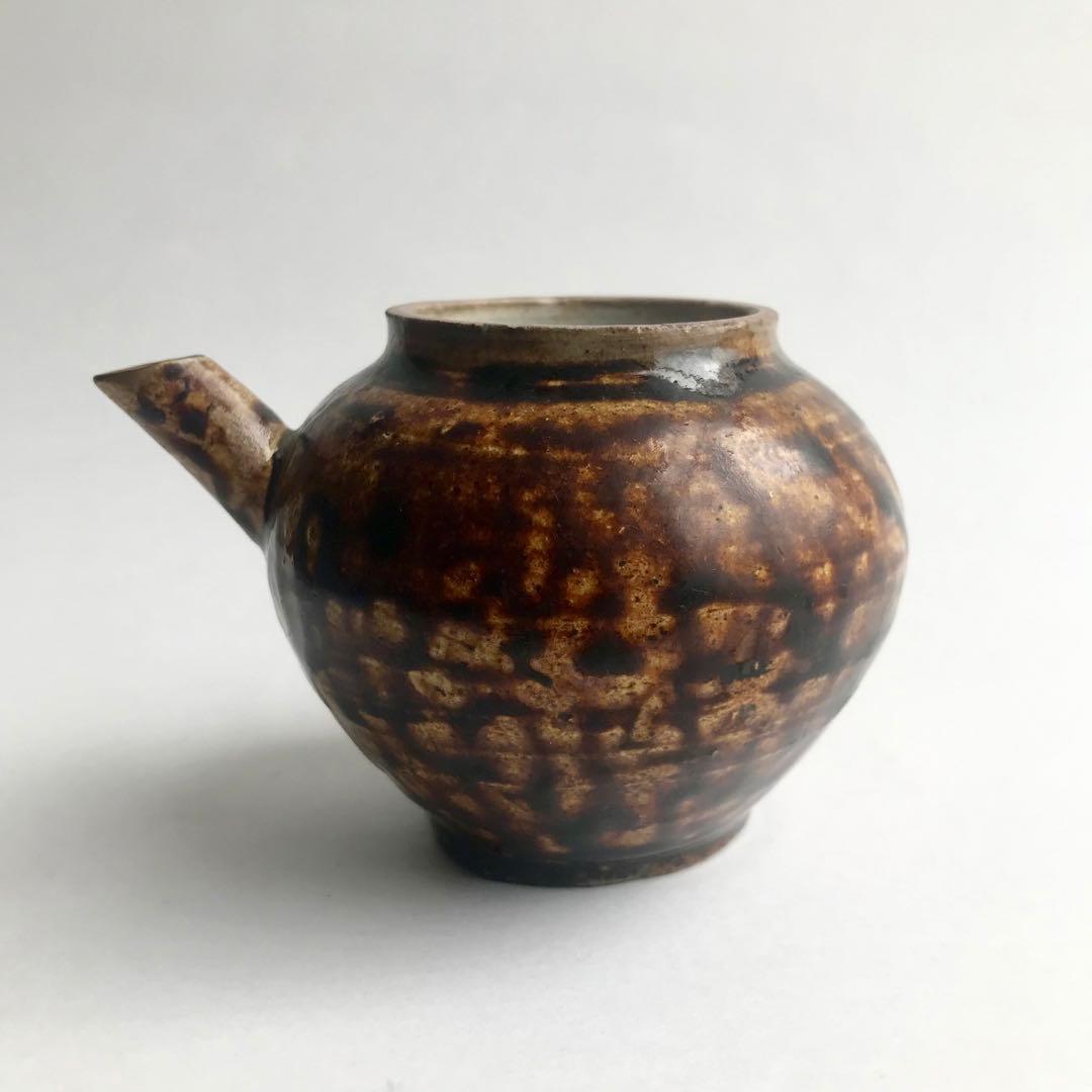 李朝　民芸　飴釉　酒器　水柱　小壺