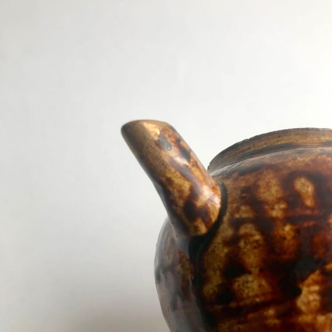 李朝　民芸　飴釉　酒器　水柱　小壺