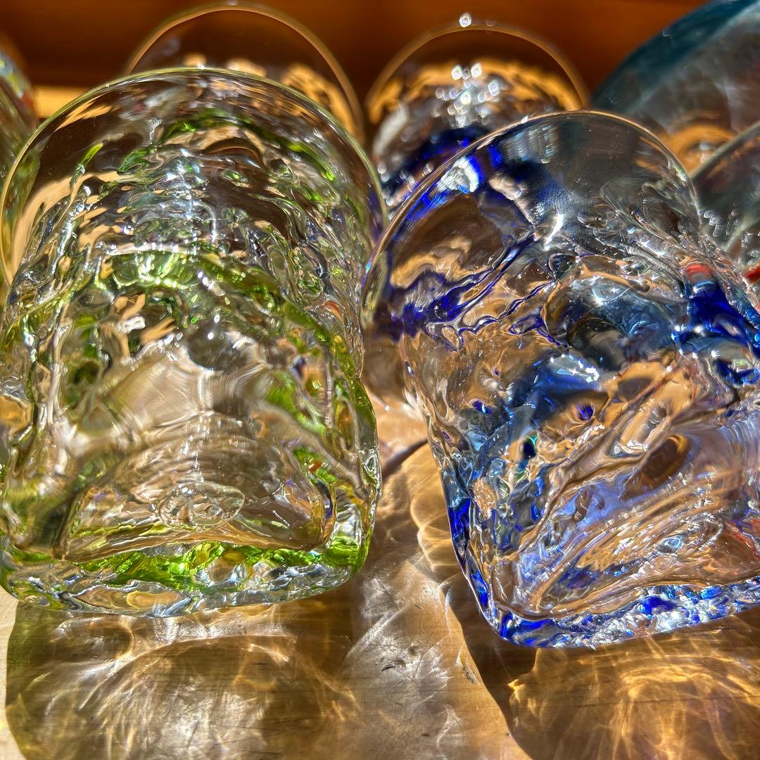 沖縄伝統工芸品　琉球ガラス村　琉球ガラス　三角　トライアングル　手作り吹きガラス