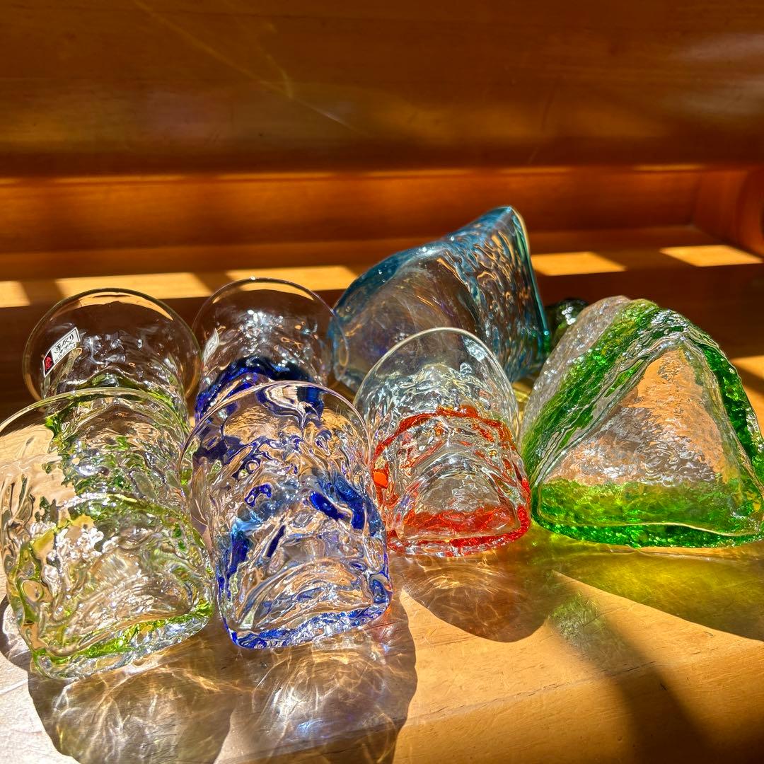 沖縄伝統工芸品　琉球ガラス村　琉球ガラス　三角　トライアングル　手作り吹きガラス
