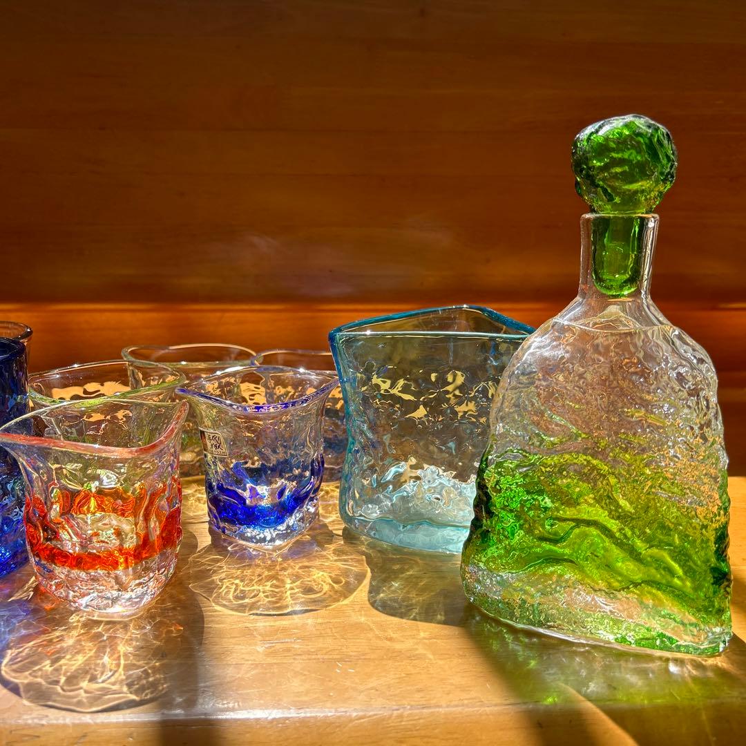 沖縄伝統工芸品　琉球ガラス村　琉球ガラス　三角　トライアングル　手作り吹きガラス