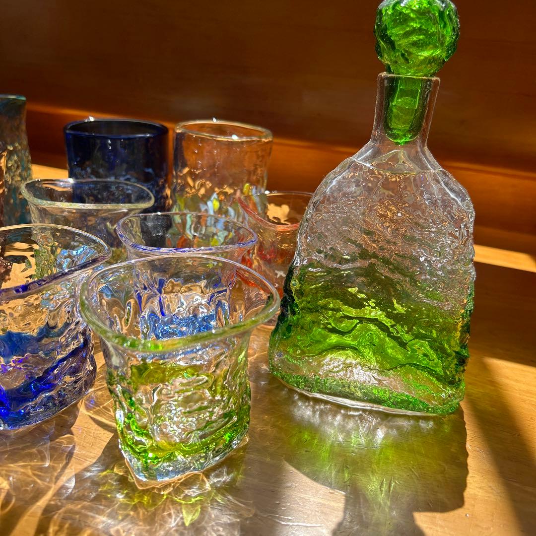 沖縄伝統工芸品　琉球ガラス村　琉球ガラス　三角　トライアングル　手作り吹きガラス