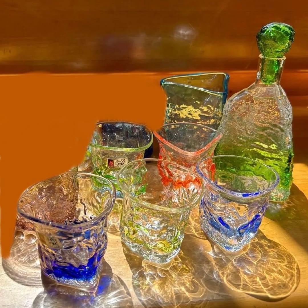 沖縄伝統工芸品　琉球ガラス村　琉球ガラス　三角　トライアングル　手作り吹きガラス