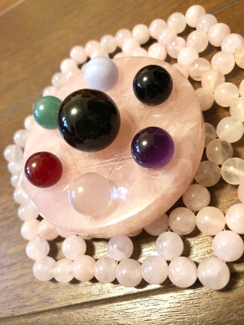 【新品レア】天然石8種類☆台座&敷物付き七星陣セブンスター