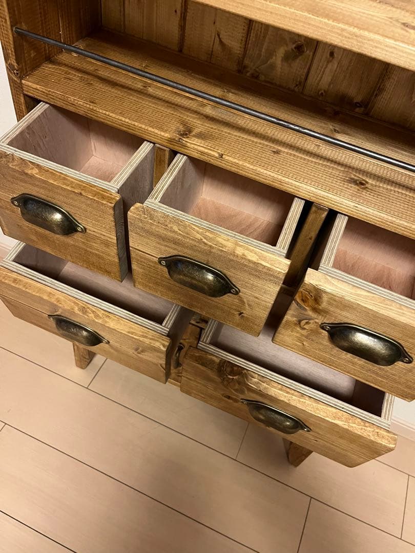 ウッドチェスト　ラック　収納棚　アンティーク　キッチンラック　カフェ　家具