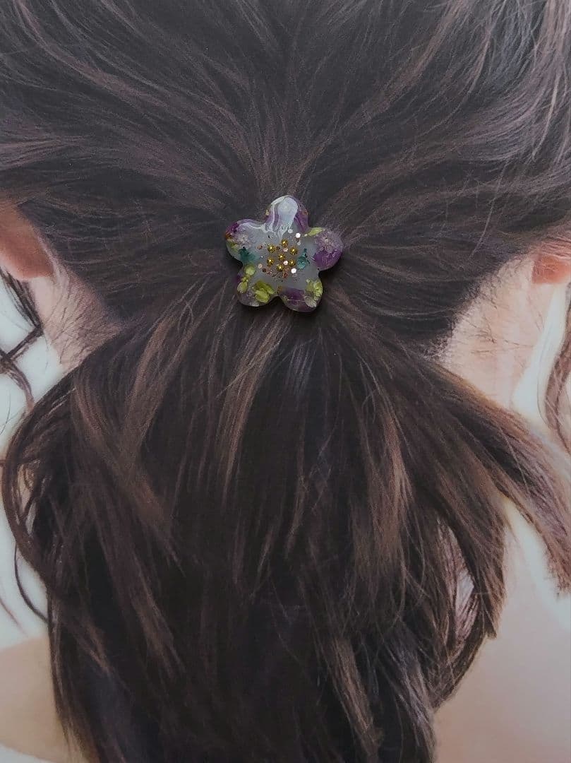 リアルフラワー お花可愛いレジンヘアゴム