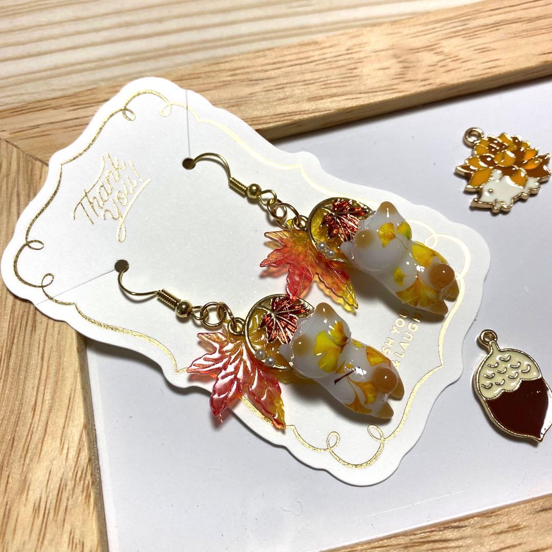 ☆紅葉いっぱいautumn猫ちゃんピアス☆