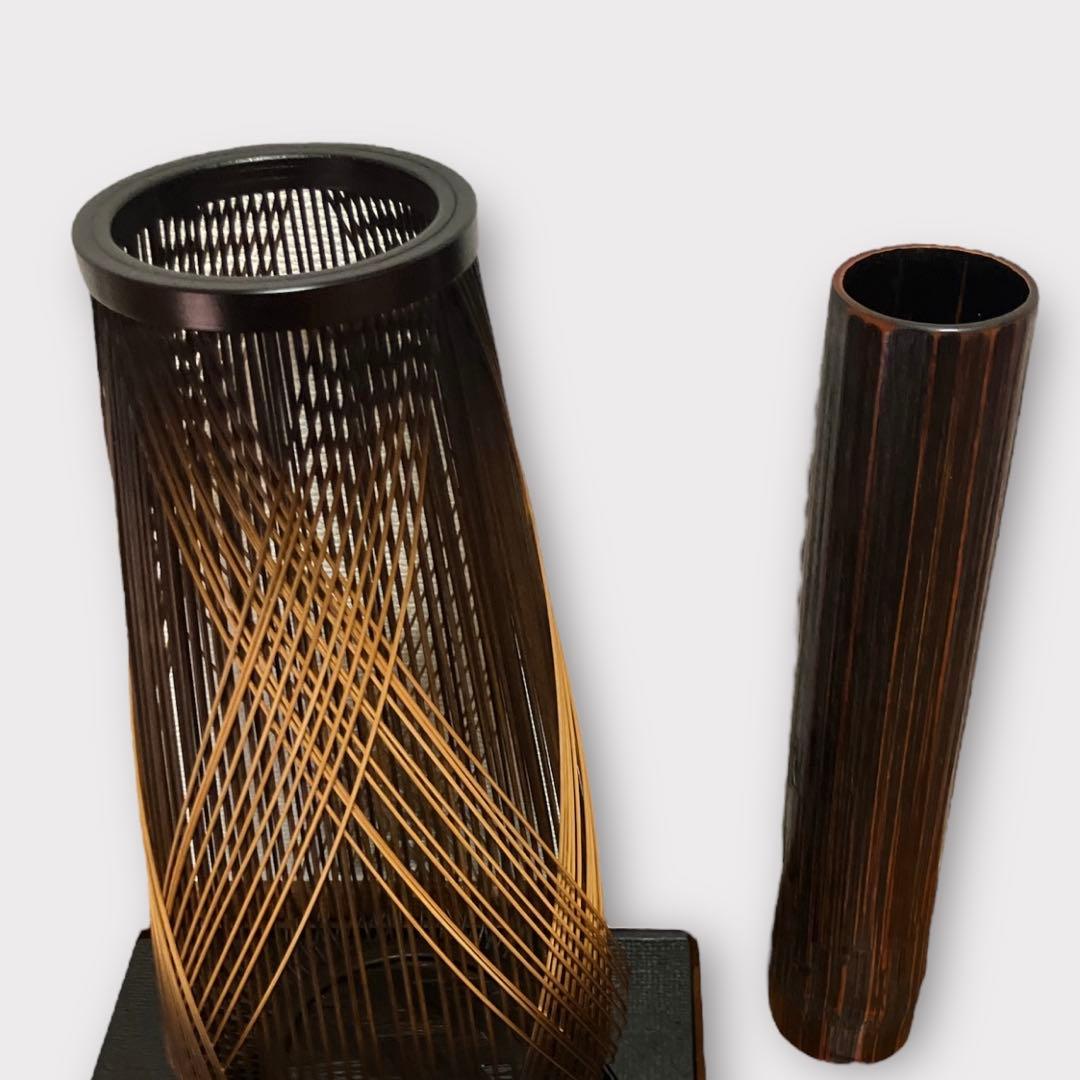 竹心坊 駿河竹千筋細工 花器 登龍 静岡県伝統工芸品 極美品 日本製