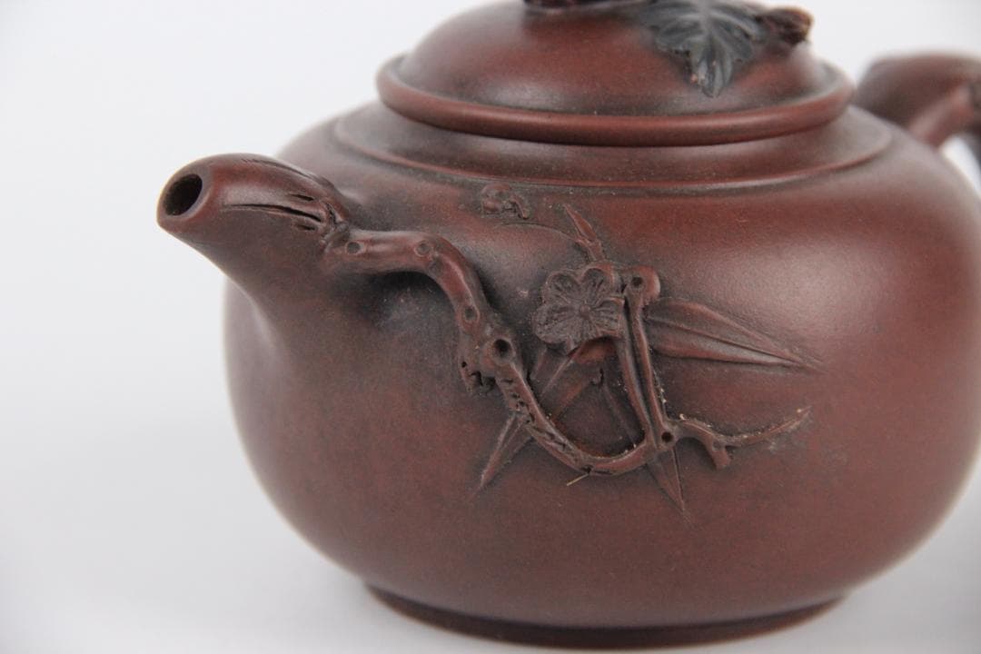 唐物 時代 朱泥 高建芳 銘 紫泥 紫砂壺 宜興 　蓋款 FF01-04