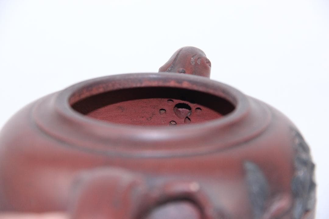 唐物 時代 朱泥 高建芳 銘 紫泥 紫砂壺 宜興 　蓋款 FF01-04