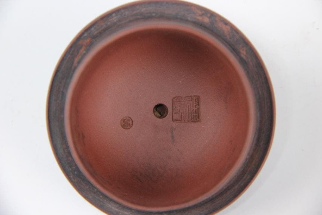 唐物 時代 朱泥 高建芳 銘 紫泥 紫砂壺 宜興 　蓋款 FF01-04