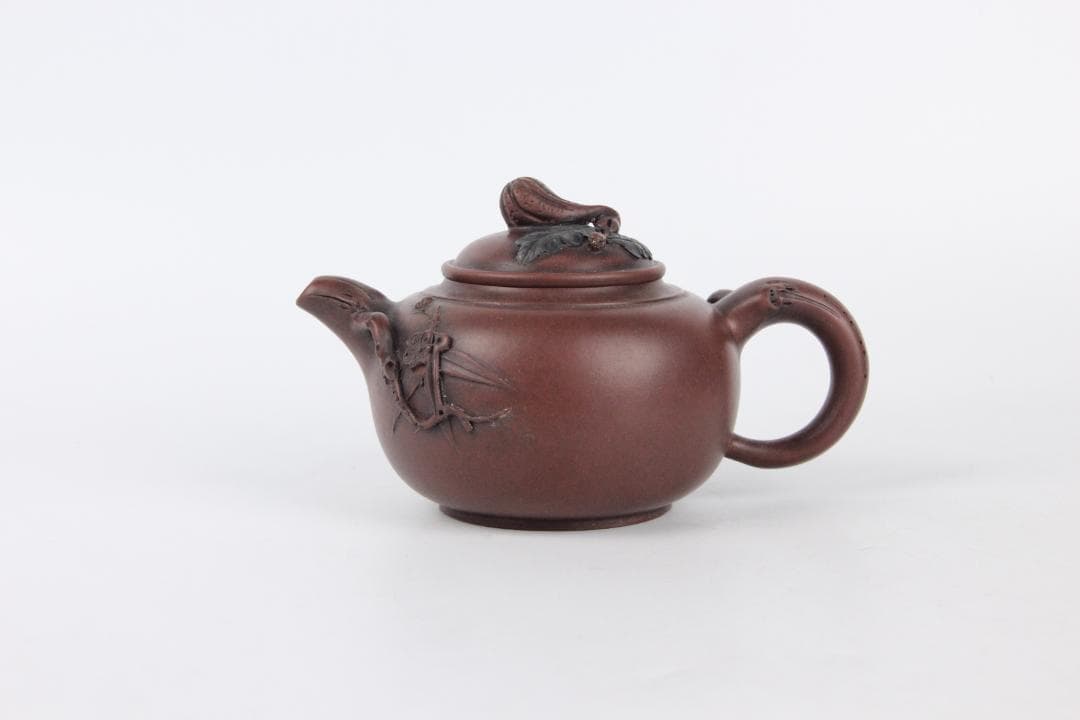 唐物 時代 朱泥 高建芳 銘 紫泥 紫砂壺 宜興 　蓋款 FF01-04