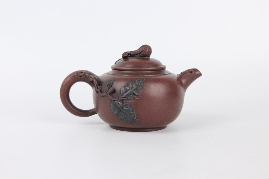 唐物 時代 朱泥 高建芳 銘 紫泥 紫砂壺 宜興 　蓋款 FF01-04