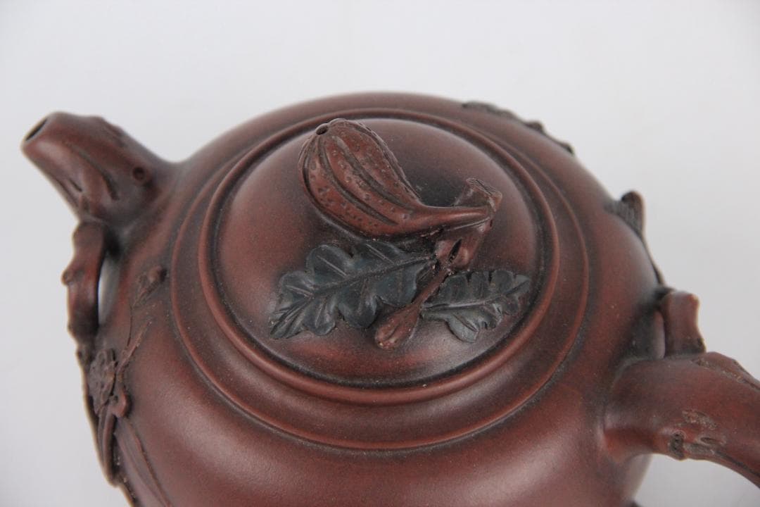 唐物 時代 朱泥 高建芳 銘 紫泥 紫砂壺 宜興 　蓋款 FF01-04