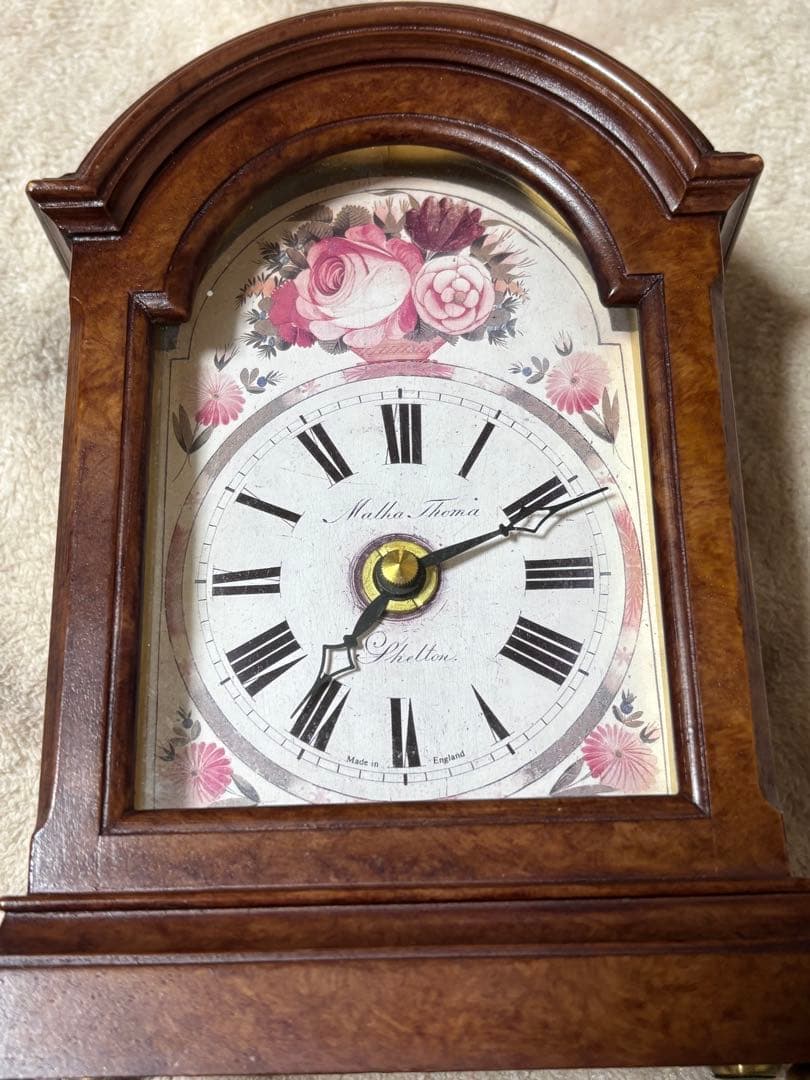 未使用品❣️レア❣️英国アンティーク ラザフォード バラ柄ロマンチックな置き時計