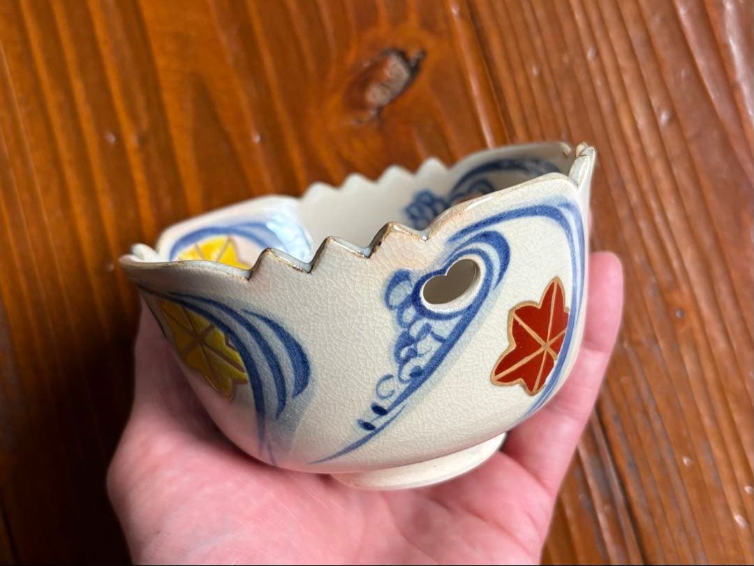 全12客 加賀瑞山 乾山写 色絵龍田川文 向付 共箱