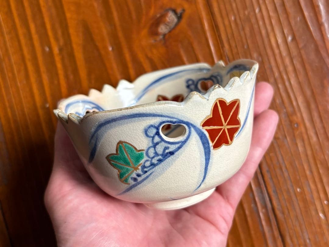 全12客 加賀瑞山 乾山写 色絵龍田川文 向付 共箱