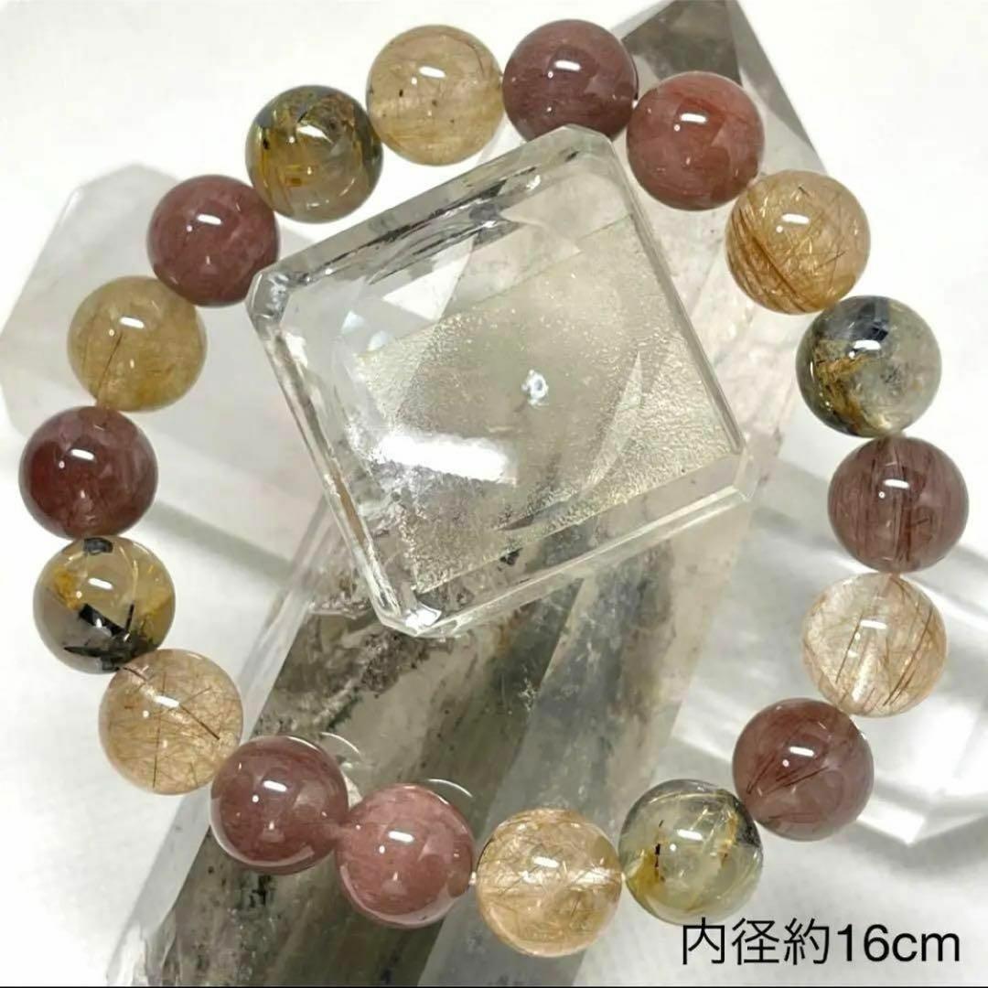 ルチルクオーツ　パワーストーンブレスレット　内径約16cm