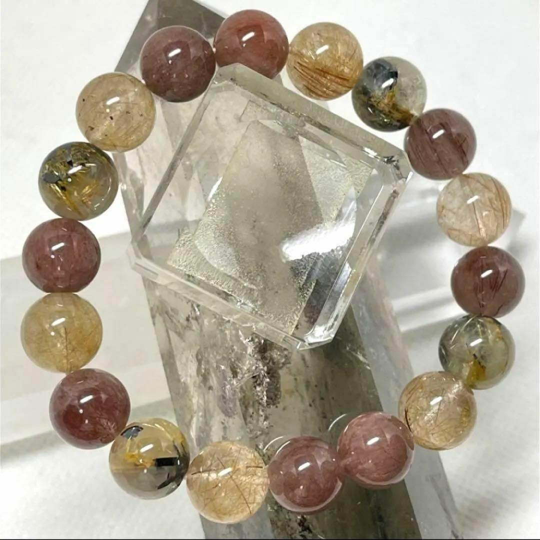 ルチルクオーツ　パワーストーンブレスレット　内径約16cm