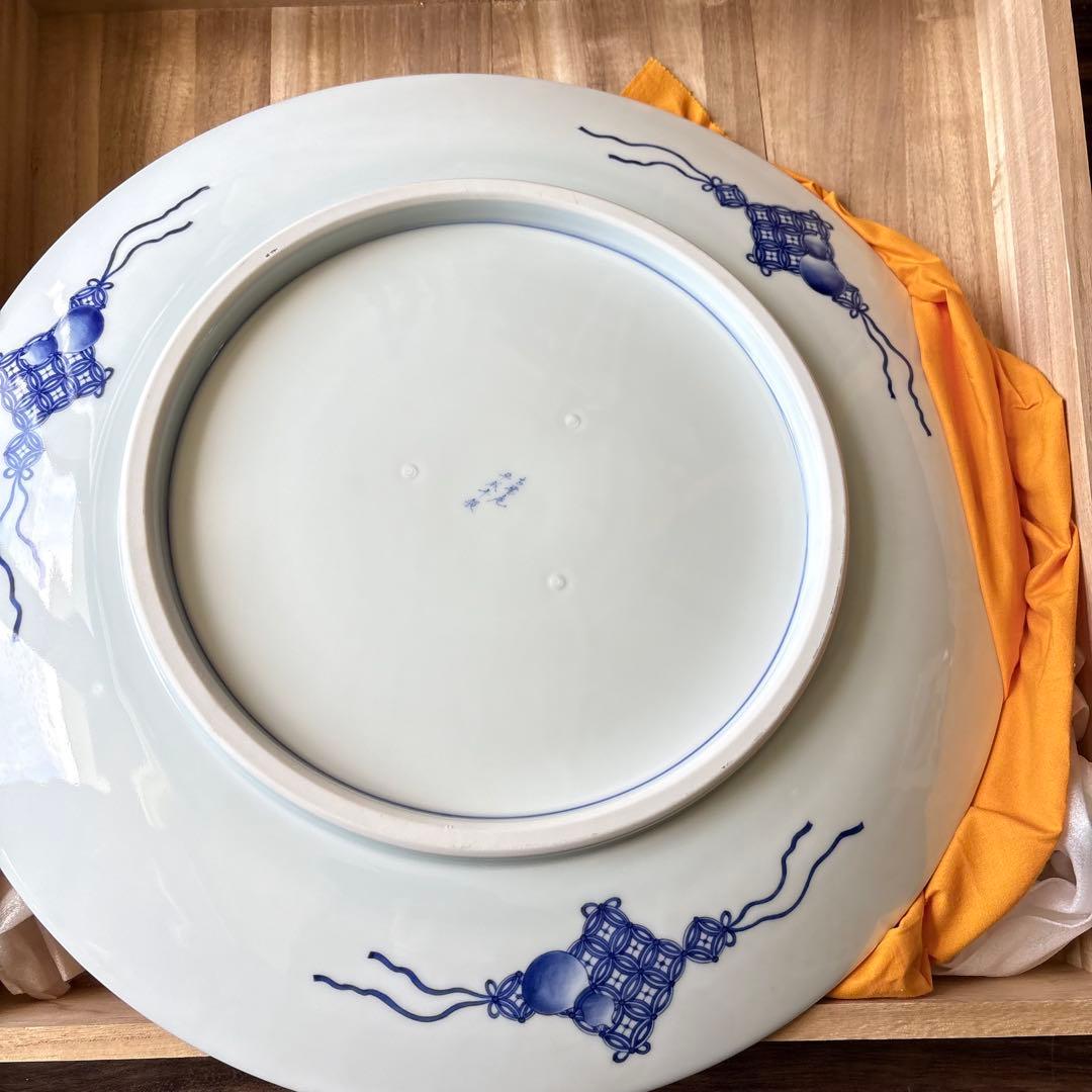 肥前有田 古琳庵 唐草山水文 絵皿 共箱 大皿 飾皿