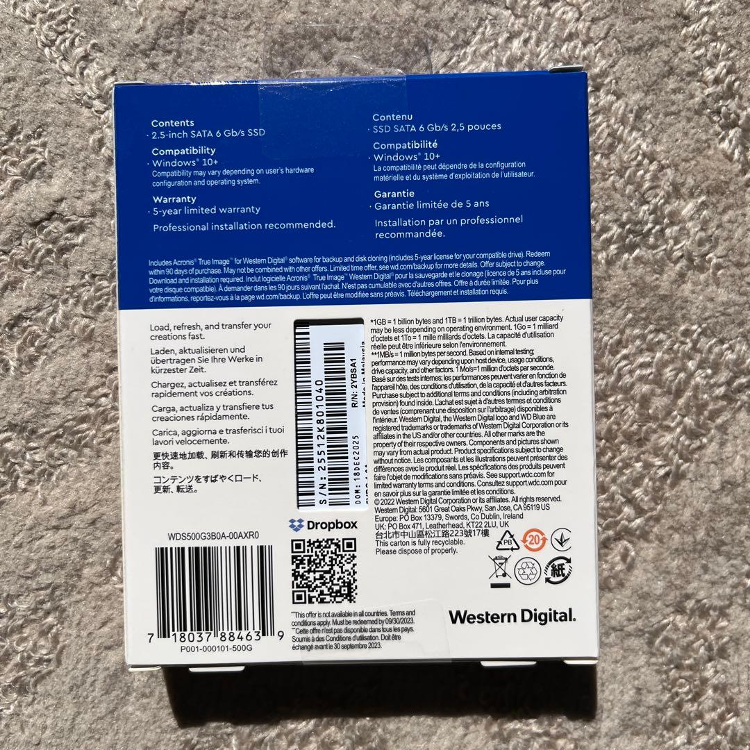 内蔵型SSD WD Blue SA510 500GB SATA SSD