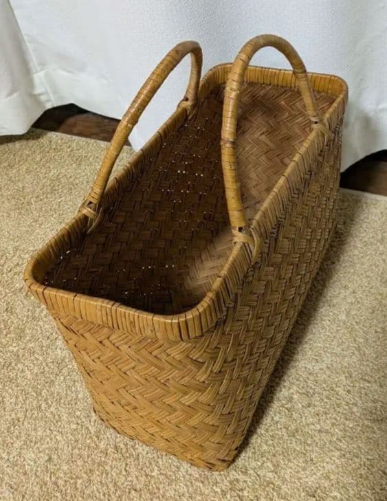 天然素材 かごバッグ 長方形　　インテリア　籠　伝統工芸品　アンティーク